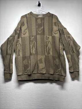 Cypress links Men's Knit Crewneck Sweater in Olive Brown